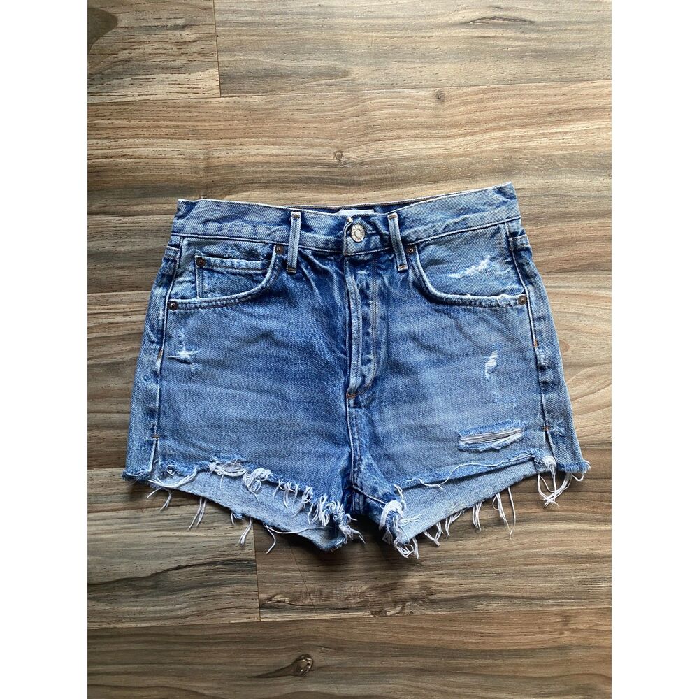 Agolde Blue Distressed Jean Shorts 26